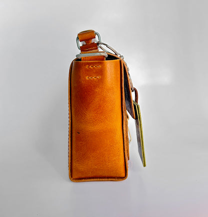 Anvaya Urban Tan Leather Sling Bag – Handmade Crossbody Bag with Removable Strap & Snap Hook Closure