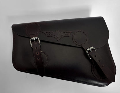 "Rider Bat Leather Saddle Bag – Handcrafted Bike Side Bag for Classic & Cruiser Motorcycles"