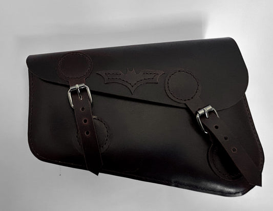 "Rider Bat Leather Saddle Bag – Handcrafted Bike Side Bag for Classic & Cruiser Motorcycles"