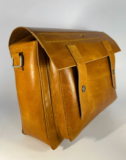 Rustique Charm Leather Crossbody Bag – 400g, Removable Strap, Button Lock, Handmade | Pure Leather