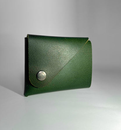 Handmade Leather Wallet – Minimalist Green Card & Cash Holder