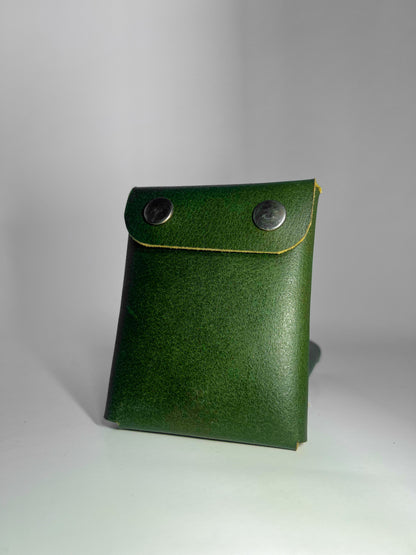 Handmade Leather Wallet – Minimalist Green Card & Cash Holder